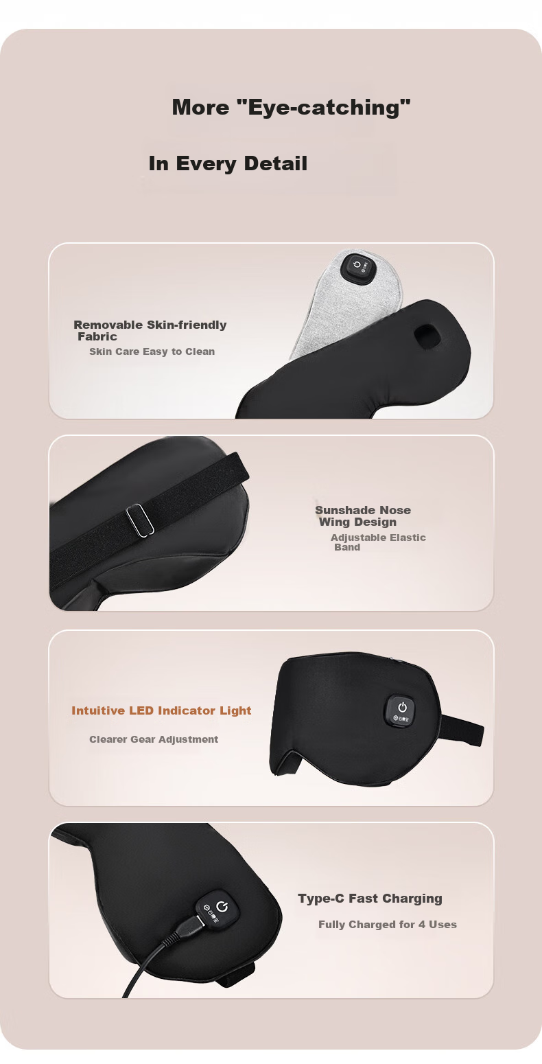 Yolanda Eye Mask with Rechargeable Graphene Massage Device, Fascia Gun, Hot Steam Massage, Sleep Mask, Eye Protection, Fatigue Relief, Holiday And Birthday Gift, Recommended for Warm Compress 10