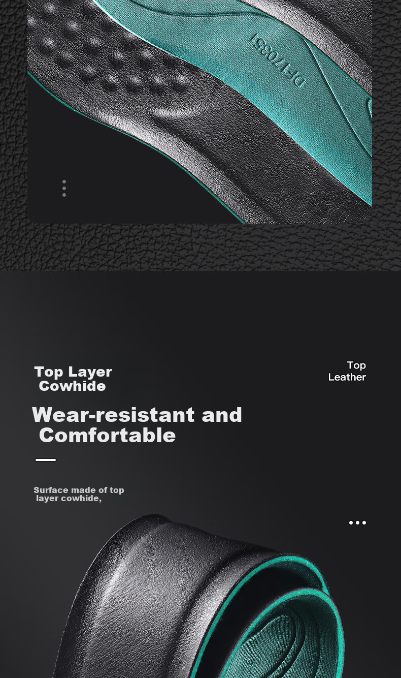 Maigaole 2 Pairs Leather Shoes Insoles for Men, Sweat-Absorbing Breathable Thickened Soft Shock-Absorbing Board Shoes Insoles, Black Cowhide, Size 37-38 3