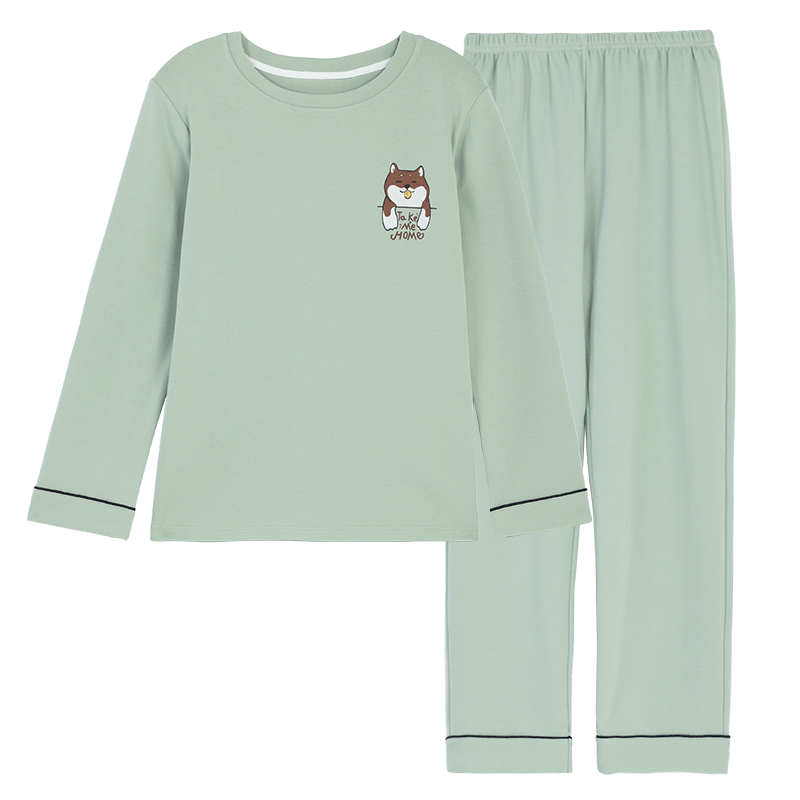 Hodo Boys' A-Class Spring and Summer Pure Cotton Long Sleeve Pajama Set Cute Cartoon Children's Homewear for Older Boys