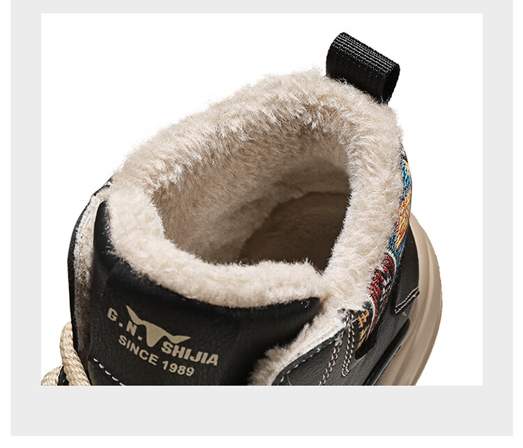 Bull Family Martin Boots Men 2025 Winter New Plush Warm High-Top Sneakers Versatile Cotton Shoes Men's Outdoor Casual Shoes 8