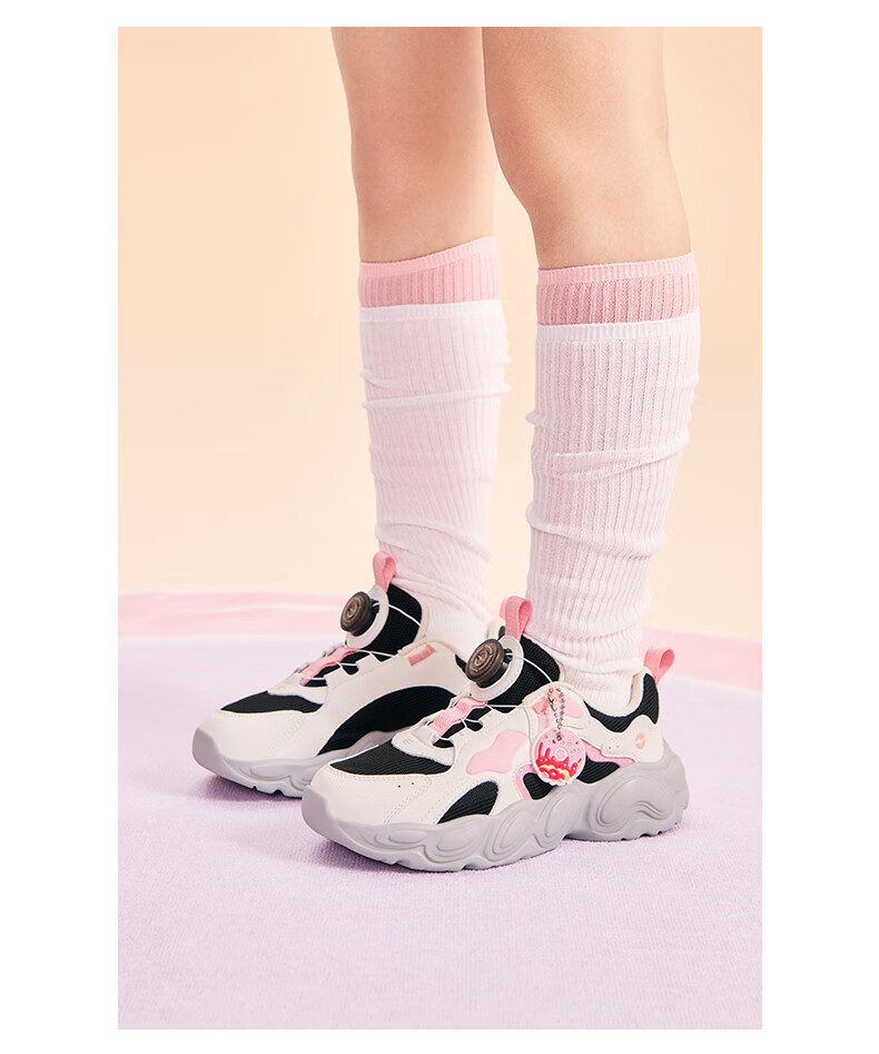 ERKE Kids Casual Shoes Boys and Girls Mesh Sports Shoes with Knob Closure Sea Shell Pink/Microcrystalline White Size 33 22