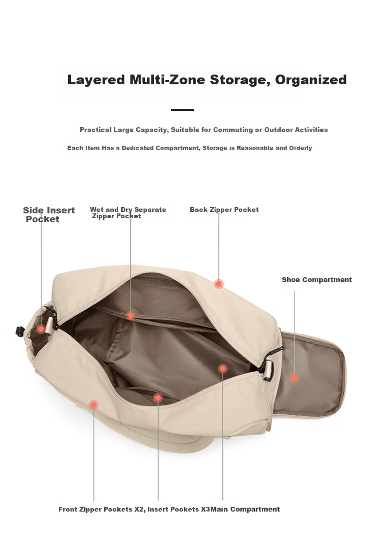 Huili Sports Fitness Bag for Women, Dry And Wet Separation, Short-Trip Travel Bag, Large Capacity, Lightweight Handheld Luggage Bag, Yoga Swimming Bag 7