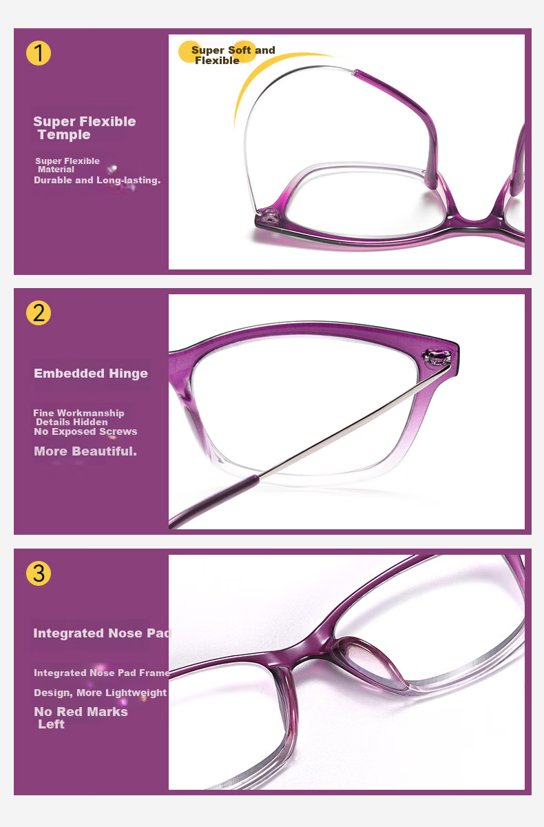 Xiyanghong Reading Glasses for Men And Women, Anti-Blue Light, Fashionable, Ultra-Light, High Definition, Brand Lightweight Presbyopic Glasses E9076Z 250 Degrees 9