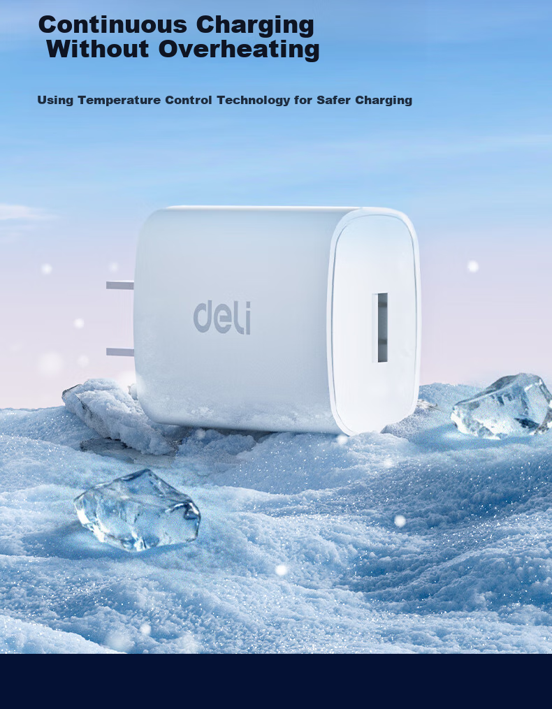 Deli Charger Set: PD20W GaN Fast Charging Adapter + 1.2m Type-C to Lightning Data Cable for Apple IPhone 8-14 Series Phones And IPad, Earphones 4