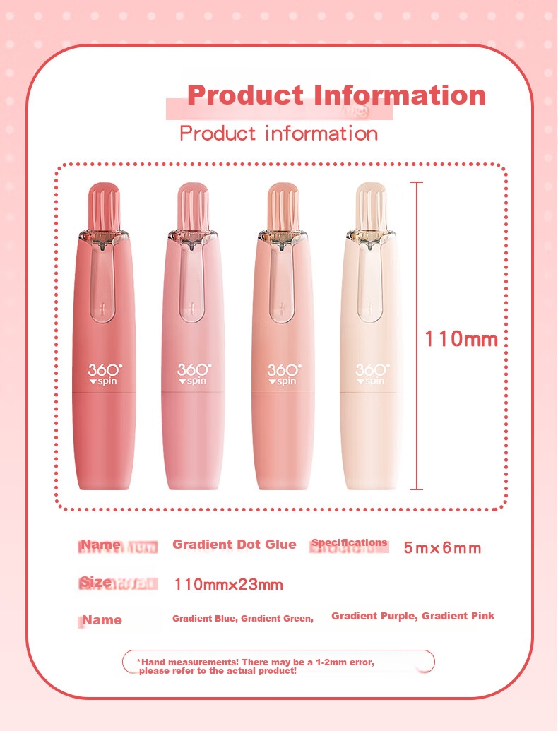 CHANGLi Gradient Push-Button Glue Refill, High-Value Children's Craft Large Capacity Journal Glue Tape, Elementary School Student Error Correction Sticky Notes, Strong Double-Sided Glue Pen with High Adhesio 2