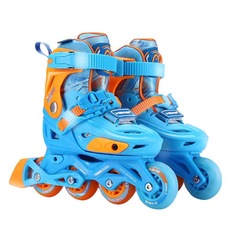 HEAD Professional Roller Skates for Children, Boys And Girls Beginners, Inline Skates, Flat Flower Casual Ice Skates, S5 Blue, Size L