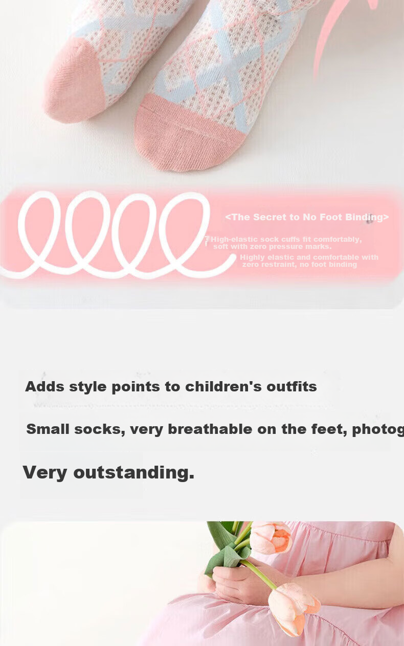Mianmanman Children's Socks, Girls' Pure Cotton Antibacterial Summer Thin Mesh Short Socks, Baby Lace Princess Socks, 6 Pairs, Tt 8