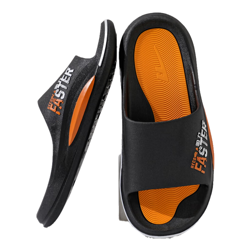 Huili Sports Slippers for Men, Bathroom Indoor Outdoor Shock-Absorbing Non-Slip Thick-Soled Sandals HL39651 Black And Yellow Size 46-47