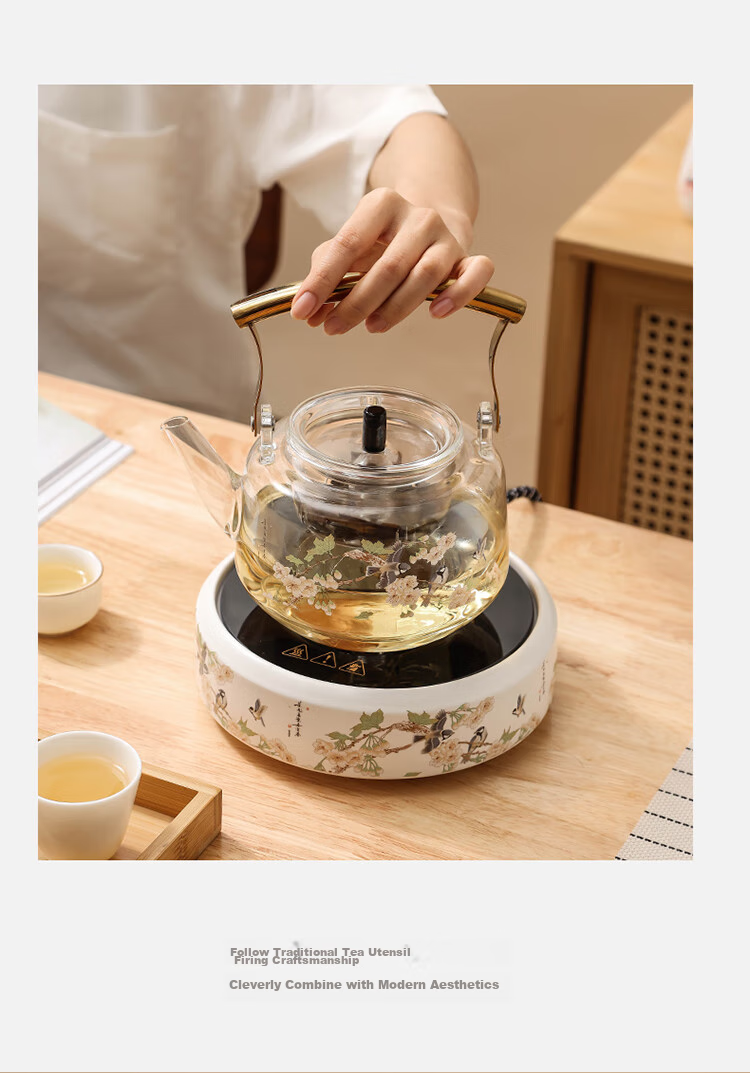 Jinxiangyu Kung Fu Tea Set Electric Ceramic Stove without Teapot for Home Use, Water Boiling And Brewing Tea Stove, Yue Heng Bai Niao Zhang Ming 12
