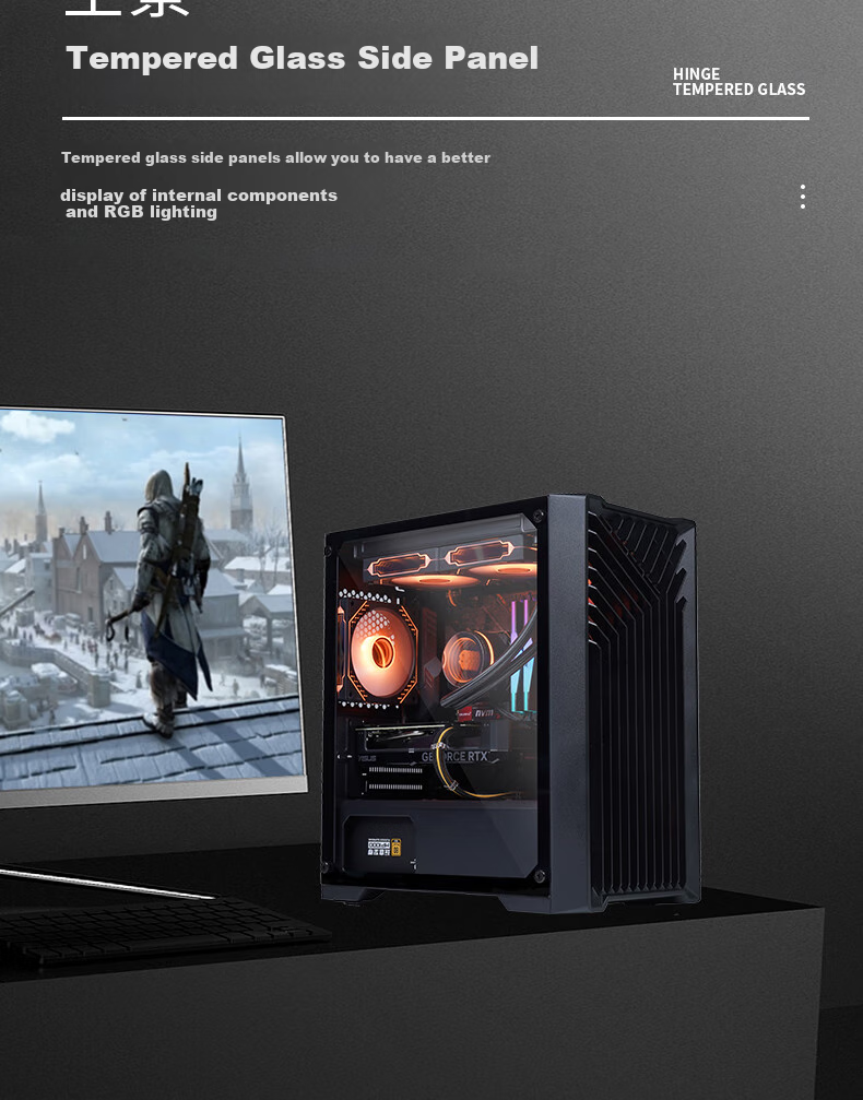 Wanjia Dust-Free Gaming Case White Anti-Dust Gaming And Office Computer Case Supports M-ATX Motherboard/240mm Water Cooling/Tempered Glass Side Panel/Three Dust Filters 4