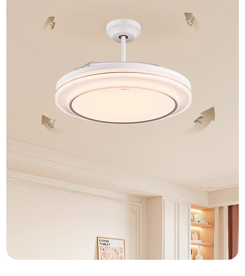 OPPLE Fan Light, Ceiling Fan Light with Remote Control, Integrated LED Lighting, Ra95, Dining Room And Bedroom Light, Kitchen Ceiling Fan Light, 48 Watts, Xiaofeng 12