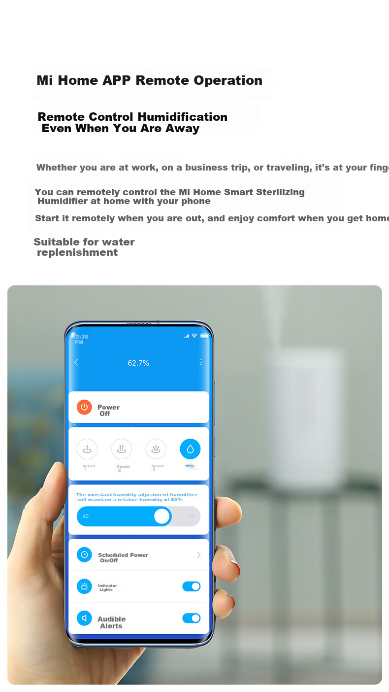 Mijia Xiaomi Smart Disinfecting Humidifier S, Bedroom Quiet Operation, Home And Office Desktop Low Noise Air Humidifier with UV-C Sterilization, 4.5L Large Capacity Moisturizing Gift 4