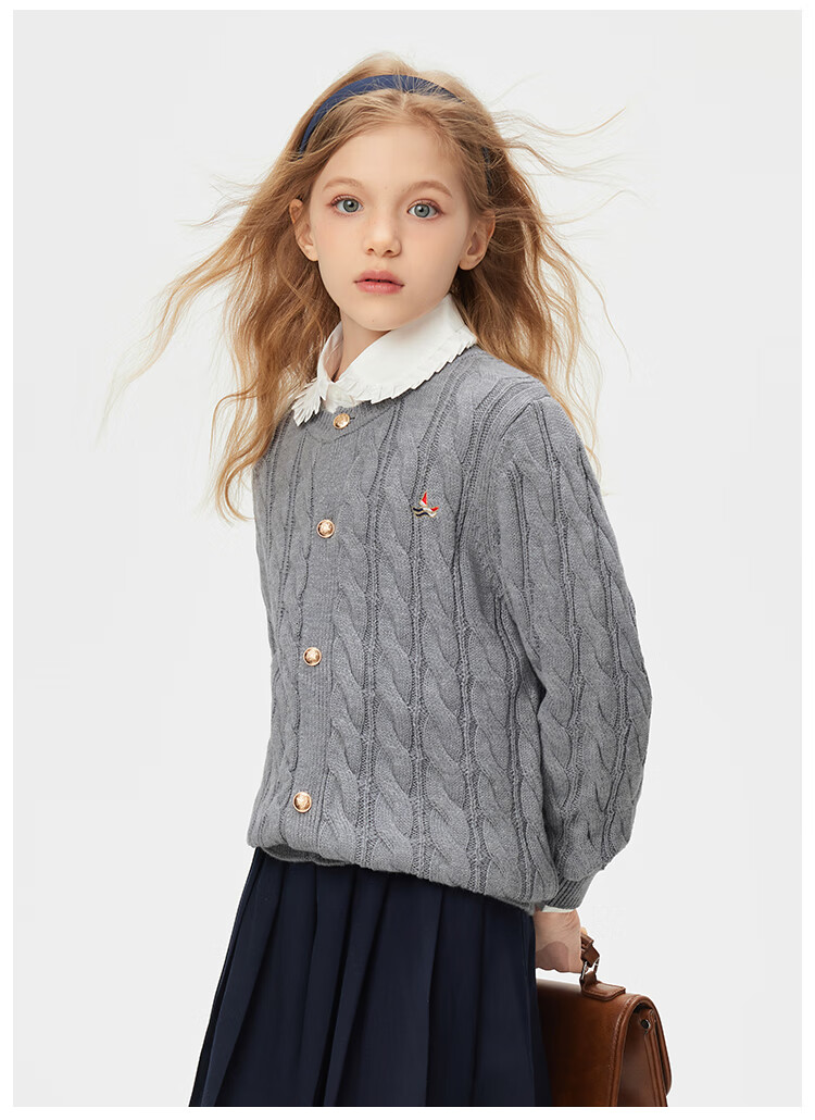 Navigare Kids Sweater Boys Girls Knit Cardigan School Style Versatile Cable Knit Cardigan White Size 120 16