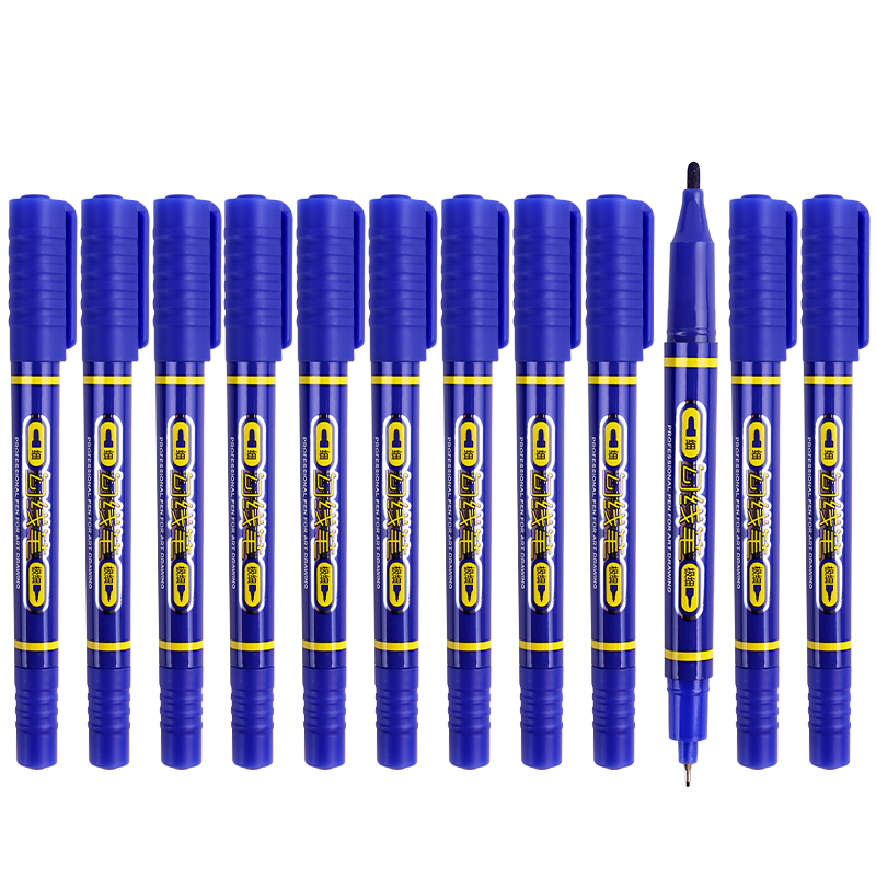 BAOKE MP2906 Double-Ended Water-Based Fine Liner Pen for Art Drawing And Line Work, Blue, 12 Pens/Box