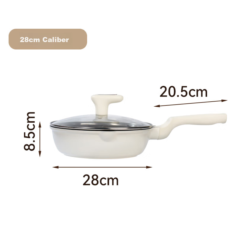 Bear Non-Stick Frying Pan with Titanium, Wear-Resistant, Enlarged Flat Bottom Pan for Steak And Eggs, Compatible with All Stoves, 28cm
