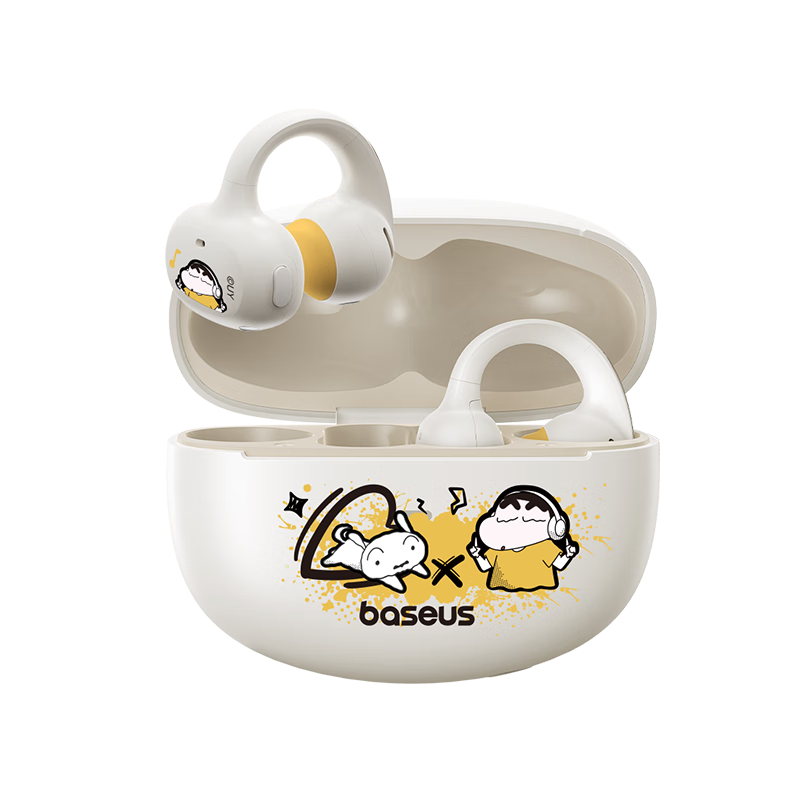 Baseus MC1 AI Bluetooth Earphones Clip-On Open-Ear Small Cloud Design Non-In-Ear Sports Call Headset for Apple Huawei Phones Starlight White Crayon Shin-chan Collaboration