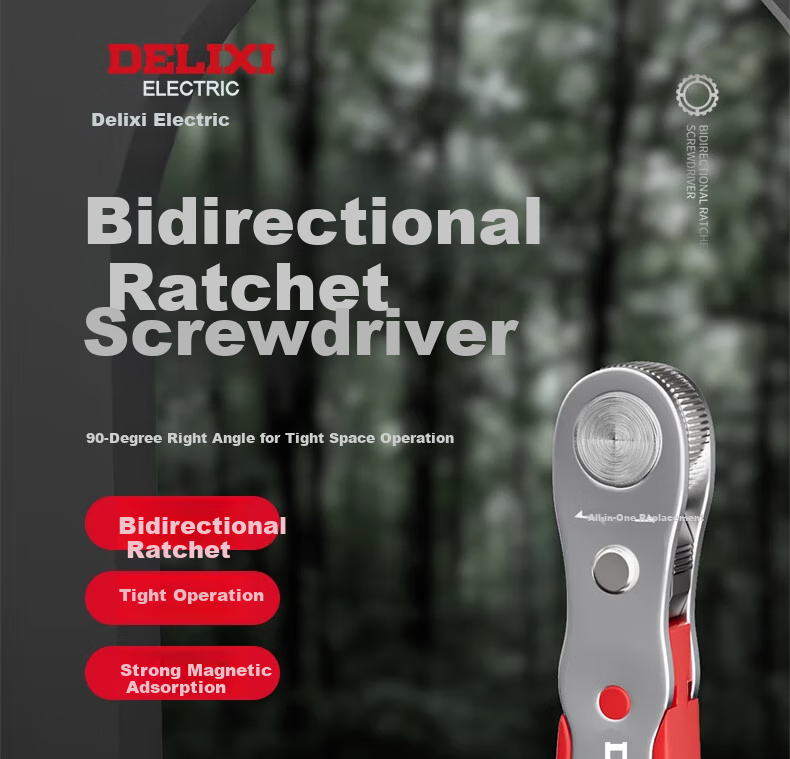 DELIXI Ratchet Screwdriver Set with Straight And Curved Heads, Right And Left-Handed, Phillips And Flat Screwdriver Bits 1