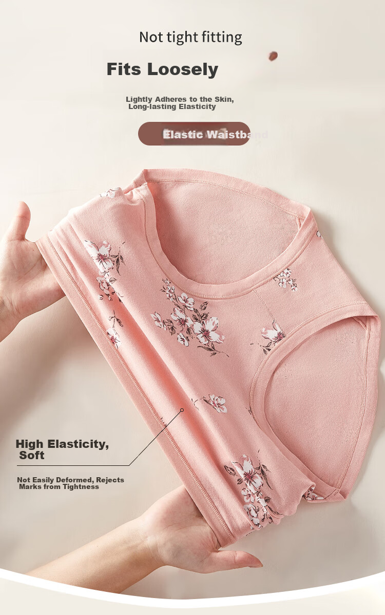 Hengyuanxiang Women's High-Waist Plus Size Antibacterial Crotch Triangle Panties for Middle-Aged And Elderly, 4-Pack 7