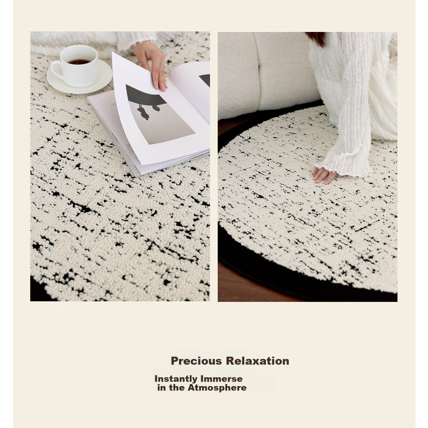 Shengwaluding Circular Carpet Mat for Bedroom, Sofa, Living Room, Luxurious Feel, Waterproof, Stain-Resistant, Washable Bedside Rug, Computer Chair Floor Mat 20