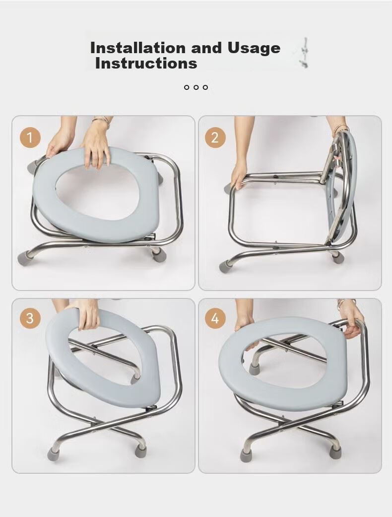 Yagao Foldable Elderly Portable Toilet Chair, Height 38cm, Suitable for Pregnant Women, Non-Slip Base, Portable Toilet Stool, Squat-To Chair 7