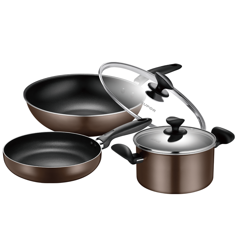 SUPOR SUPOR Cookware Set Non-Stick Wok, Frying Pan, And Soup Pot Three-Piece Set Compatible with Induction Cooker TP1905E