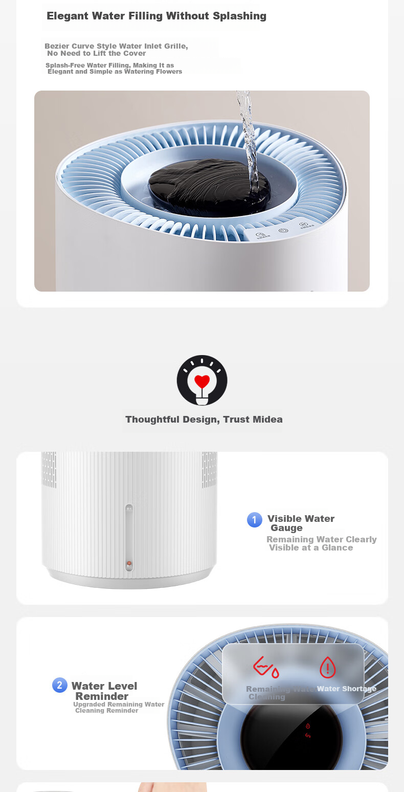 Midea [Xiaolanjing PRO] Price Protection, 618 Non-Water Evaporating Air Humidifier, for Pregnant Women And Infants, Floor-Standing, Bedroom Use, Quiet, Antibacterial, Gift, SZK-1Y80pro HarmonyOS Smart Connectio 11