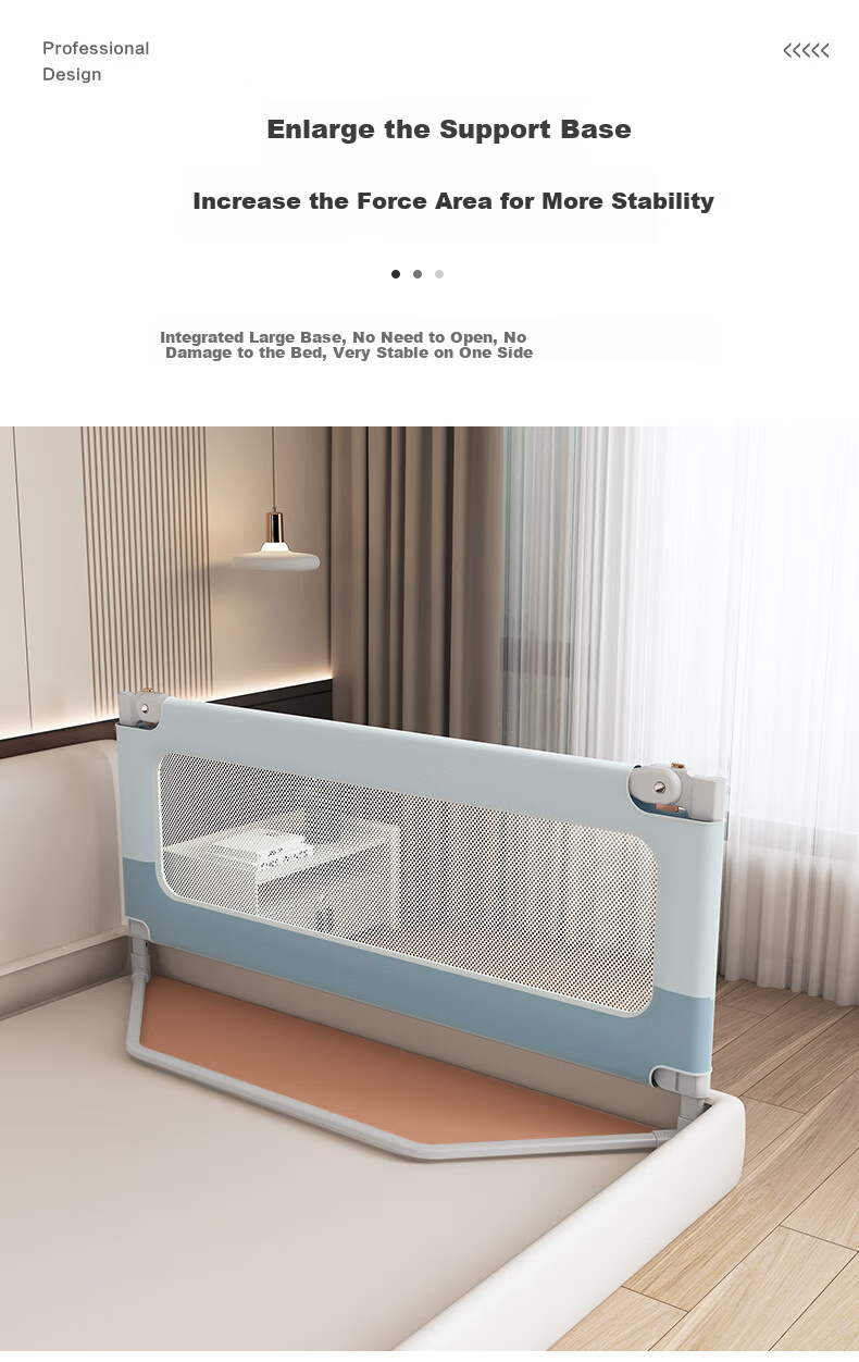 Nuofanya Bed Guard Rail, Child Safety Barrier, Baby Protection Fence, Color-Block Gray, 1.8+2.0+2.0, No Drilling Required, Three-Sided Installatio 5