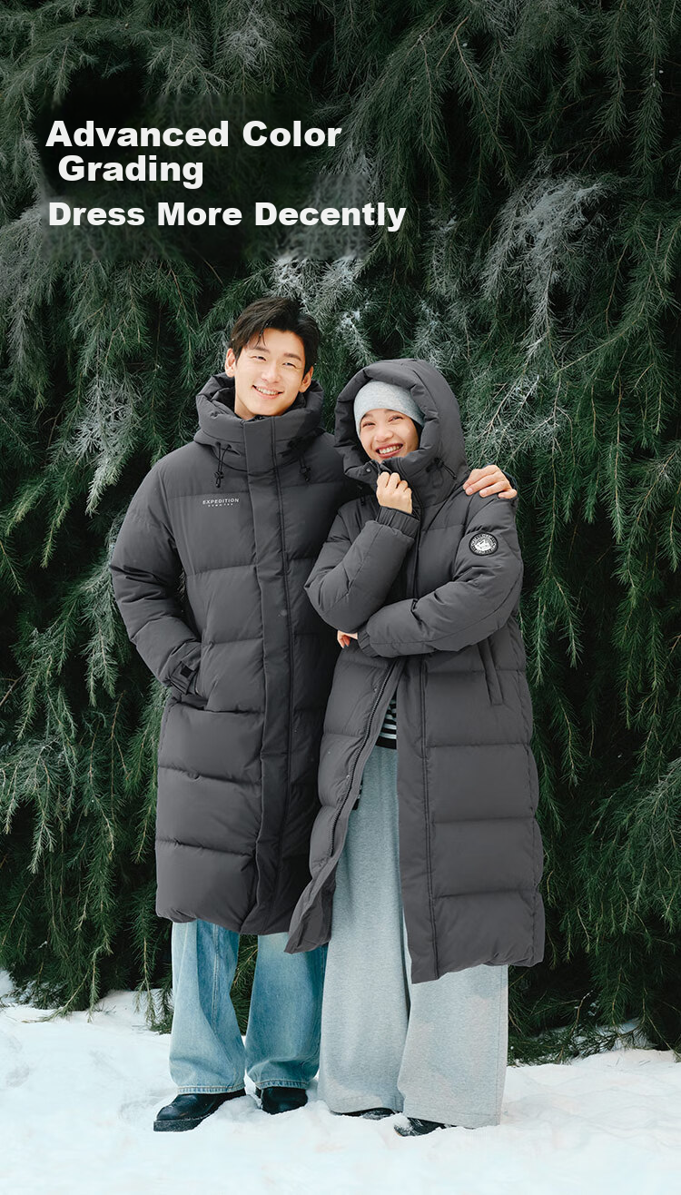 JD Original High-Fill Power down Classic 90% Down Jacket for Men And Women, Long Style, Warm Autumn Winter Thick Coat, Pure Gray, XL 10