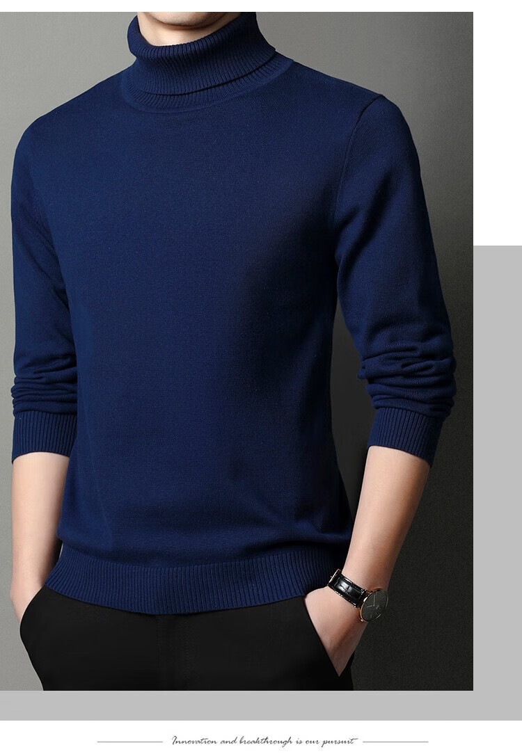 MULINSEN Men's Turtleneck Sweater Autumn Winter Warm Pure Cotton New Year Base Knitwear Wine Red XL 7