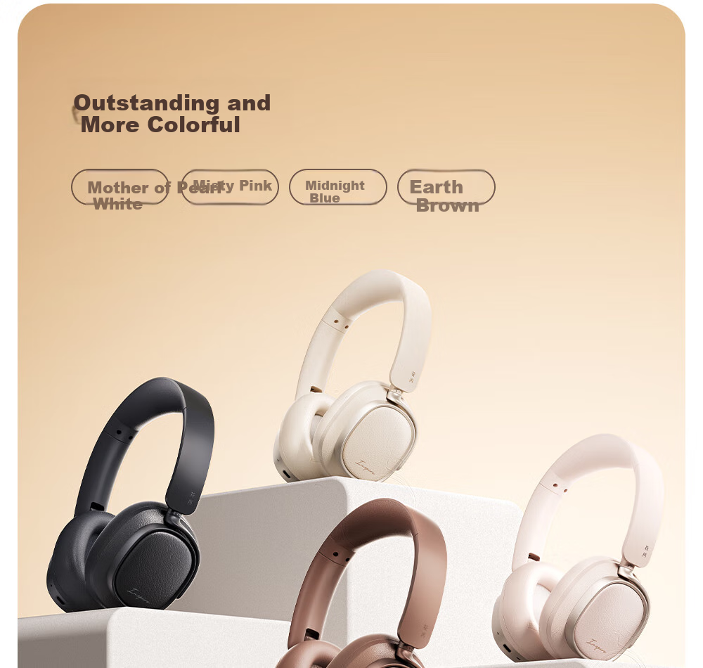Manbuzhehuazai Evo Space Over-Ear Active Noise Cancelling Bluetooth Headphones, Bluetooth 5.4, Earth Brown, Dual Gold Certification, 93-Hour Battery Life, Compatible with Apple, Huawei, Xiaomi 7