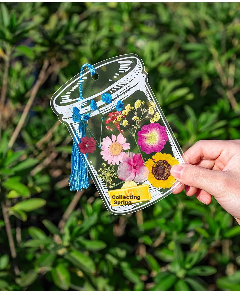 Jiamo [Popular Product], Transparent Dried Flower Bookmark DIY Craft Kit, Specimen PVC Laminating Film, Creative Plant Leaf Embossed Petals, Hanging Bottle Collection for Summer 6