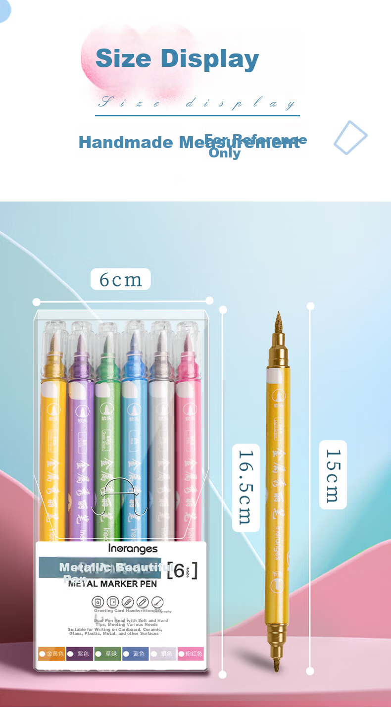 Jinzhi 12-Color Metal Highlighters, Greeting Card Gold-Plated Highlighters, Shiny Pearl Markers for Journaling, Watercolor Glitter DIY Dual-Tip Fluorescent Highlighters, Colored Paint Markers 17