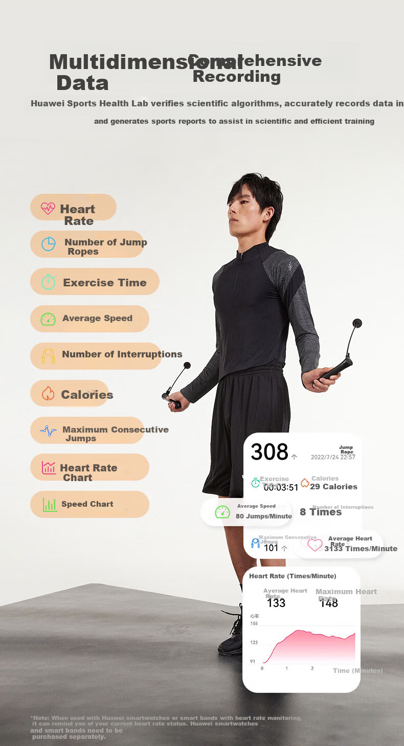 Huawei Zhixuan Wolei Intelligent Counting Jump Rope S2 Cordless Corded Adult Aerobic Weight Loss Exercise Student Competitive Jump Rope 3