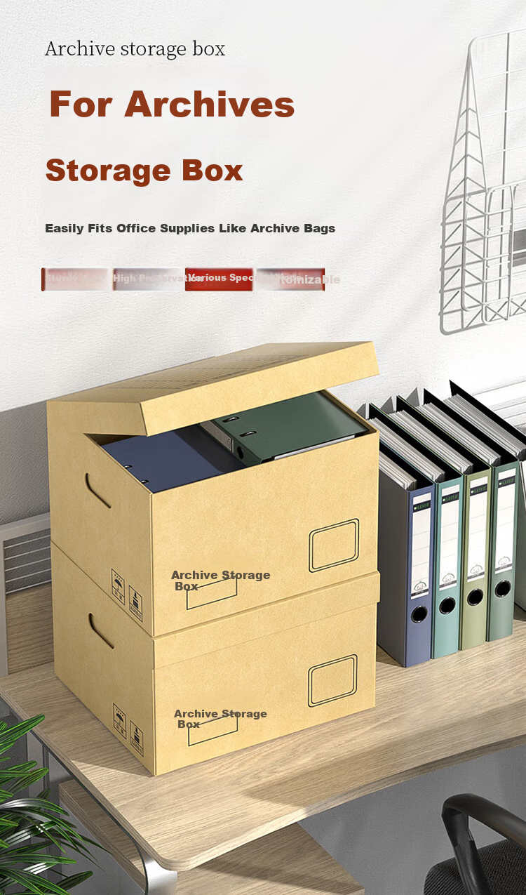 Jinlongxing File Box, Document Storage Box, 45*34.5*25cm, Thick Cardboard Box, Set of 5, Document Organizer Box, Financial Voucher Box, Specialized for Accountants, Office Storage, Book Paper Box 1