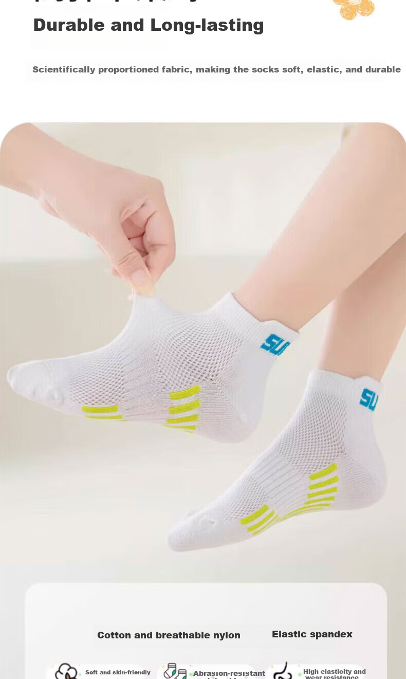 Mianmanman Children's Socks, 100% Pure Cotton, Antibacterial, Anti-Mite, Breathable, for Teenagers And Older Children, with Ear Loops, Boys' Mid-Calf Socks, Autumn And Winter, 7 Pairs 3