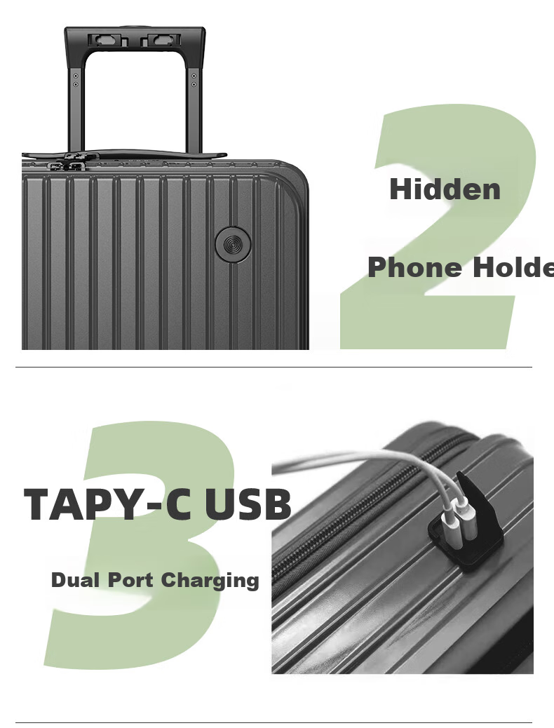 DELETE 2026 New Multifunctional Large-Capacity Trolley Suitcase with Password Lock, Phantom Black, 28 Inches 13