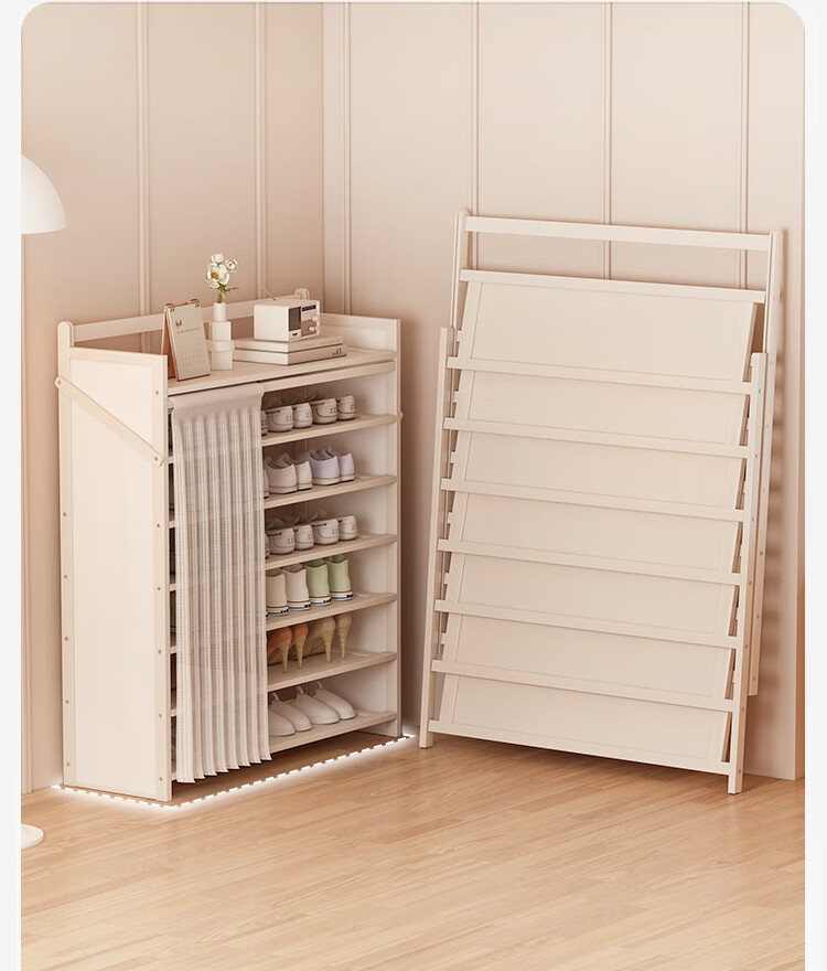 Xiaojiangcai Simple Multi-Layer Shoe Rack No-Assembly Home Entryway Dormitory Shoe Cabinet Storage Dustproof Black 5-Tier 50cm 15