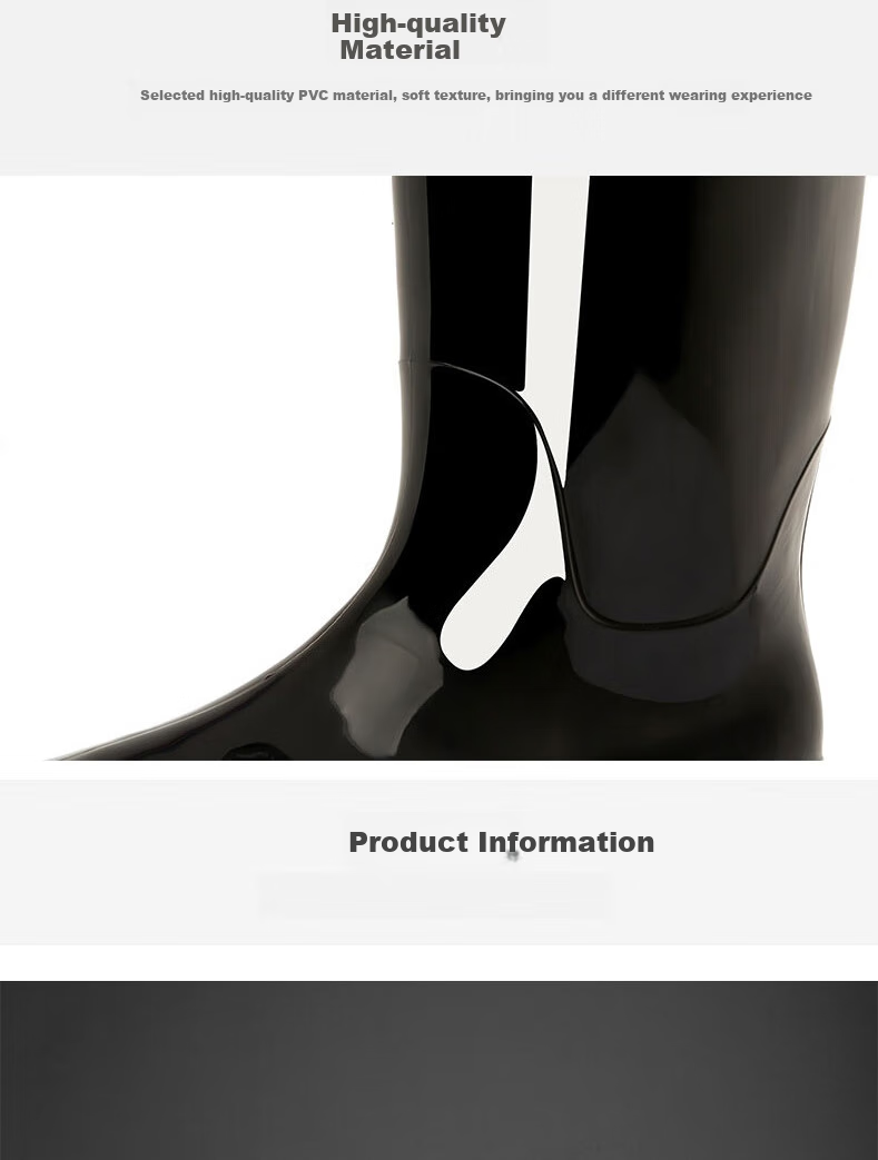 Huili Men's Stylish Rain Boots, Water Shoes, Outdoor Waterproof Non-Slip Wear-Resistant HL838 Mid-Calf Black Size 42 6