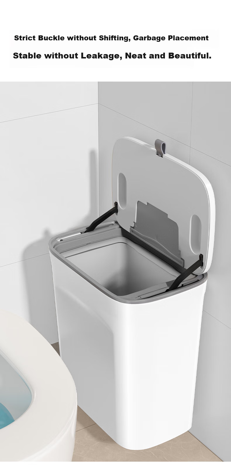 Wuyuehua Kitchen Trash Can, Wall-Mounted, 9L Capacity with Lid, No Bending Required, Suspended Wall-Hanging Garbage Bin for Kitchen, Bathroom And Living Room 7