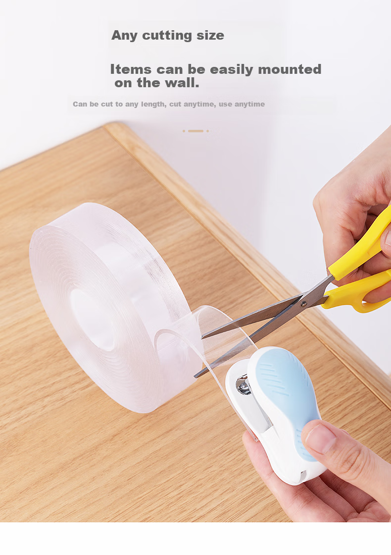 Taili Nano Invisible Double-Sided Tape, Transparent Waterproof Strong Adhesive Double-Sided Sticker, Wall Climbing Tape, Socket Tape, Sticky Tape, 30mm*1m 8