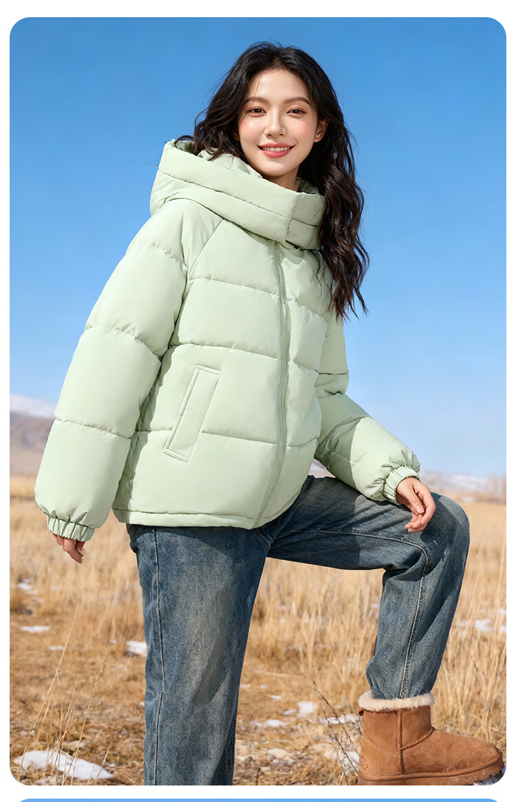 Baleno Women's Hooded Cotton Padded Jacket 2026 Winter Thickened Warm Casual Fashion Commuter Petite Outfit Coat 15