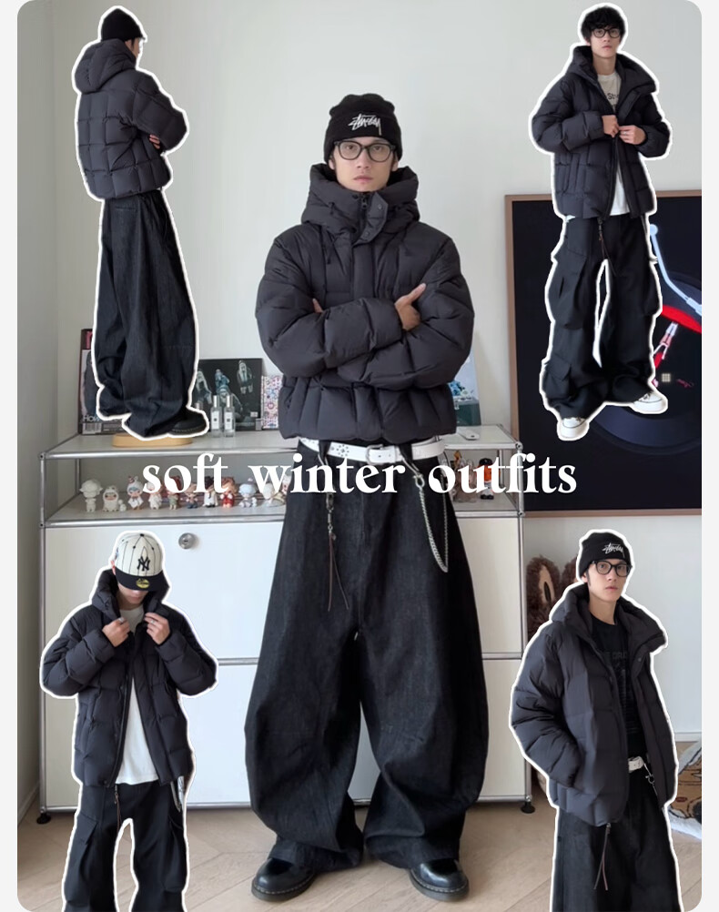 Meilicheng [Luzhuo Same Style] Men's Thickened Warm Goose Down Jacket 009 Obsidian Black XL 5