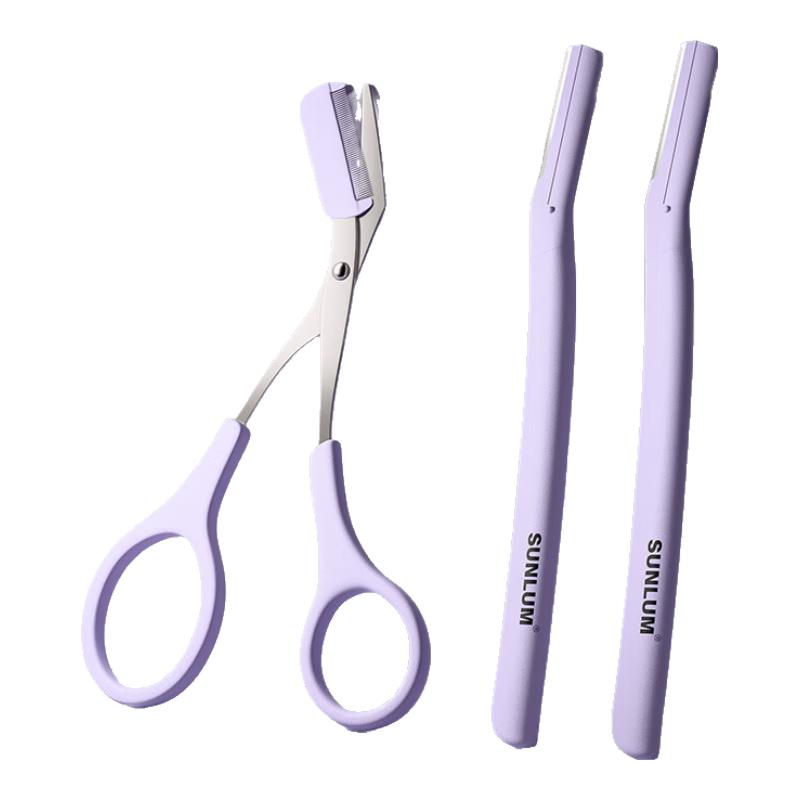 Mukong Eyebrow Razor and Scissors Set for Women Safe Grooming Kit Beauty Salon Beginner Friendly