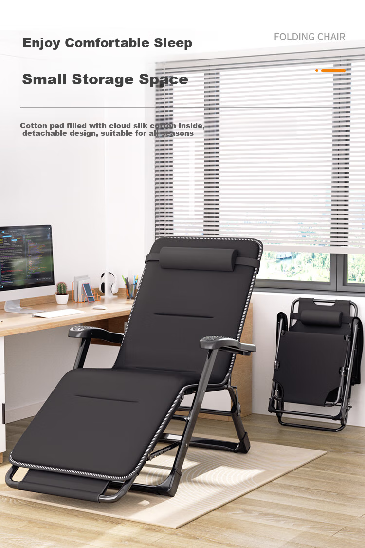 Shuangxinda Folding Bed, Lounge Chair, Folding Chair, Single Bed, Office Nap Chair, Lunch Break Cot, Accompanying Care Bed with Cotton Pad 2