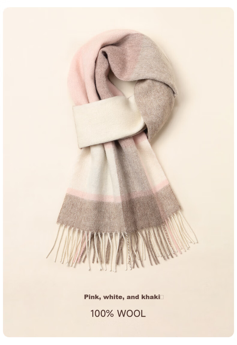 Hengyuanxiang Women's Winter Scarf, Pure Wool Plaid Shawl, Autumn And Winter Ladies' Neck Warmer, Mid-Autumn Festival Gift for Mom, Birthday Present in Gift Box 16