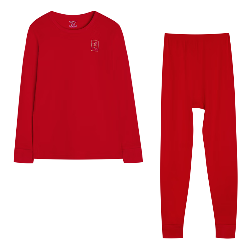Hodohome Girls' Pure Cotton Antibacterial Mite-Resistant Festive Red Autumn Shirt and Pants Set for New Year Celebration Size 152 165