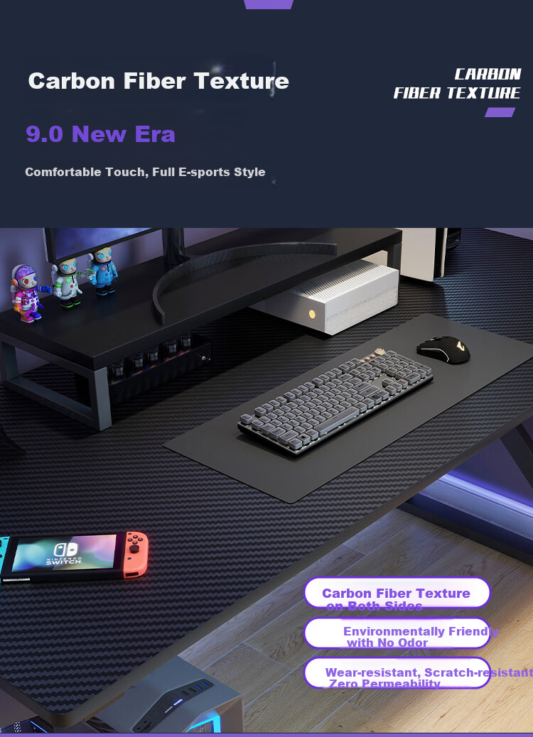 Yameile Computer Desk, Thickened And Reinforced Desktop, Study Table, Office Home Simple Gaming Desk, Black, 100*50 6