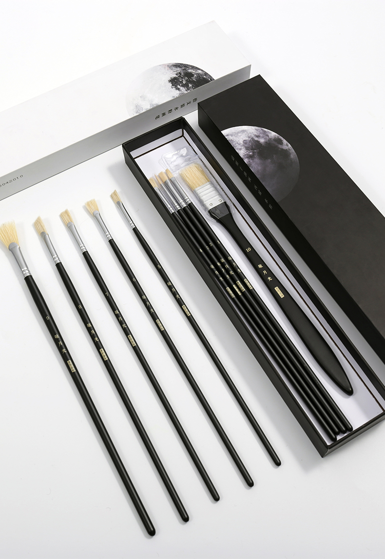 CHINJOO Gouache Paint Brush Set of 10 White Acrylic Oil Painting Brushes for Art and Sketching 4
