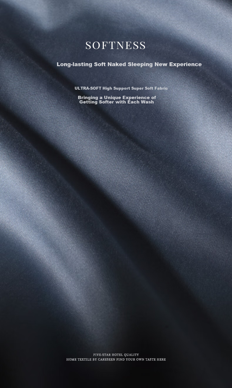 Canasin Four-Piece Bedding Set, Five-Star Hotel Pure Cotton 60-Count Grade A Long-Staple Cotton Bedding Double Duvet Cover, Smog Blue, for 1.5-Meter Bed 3