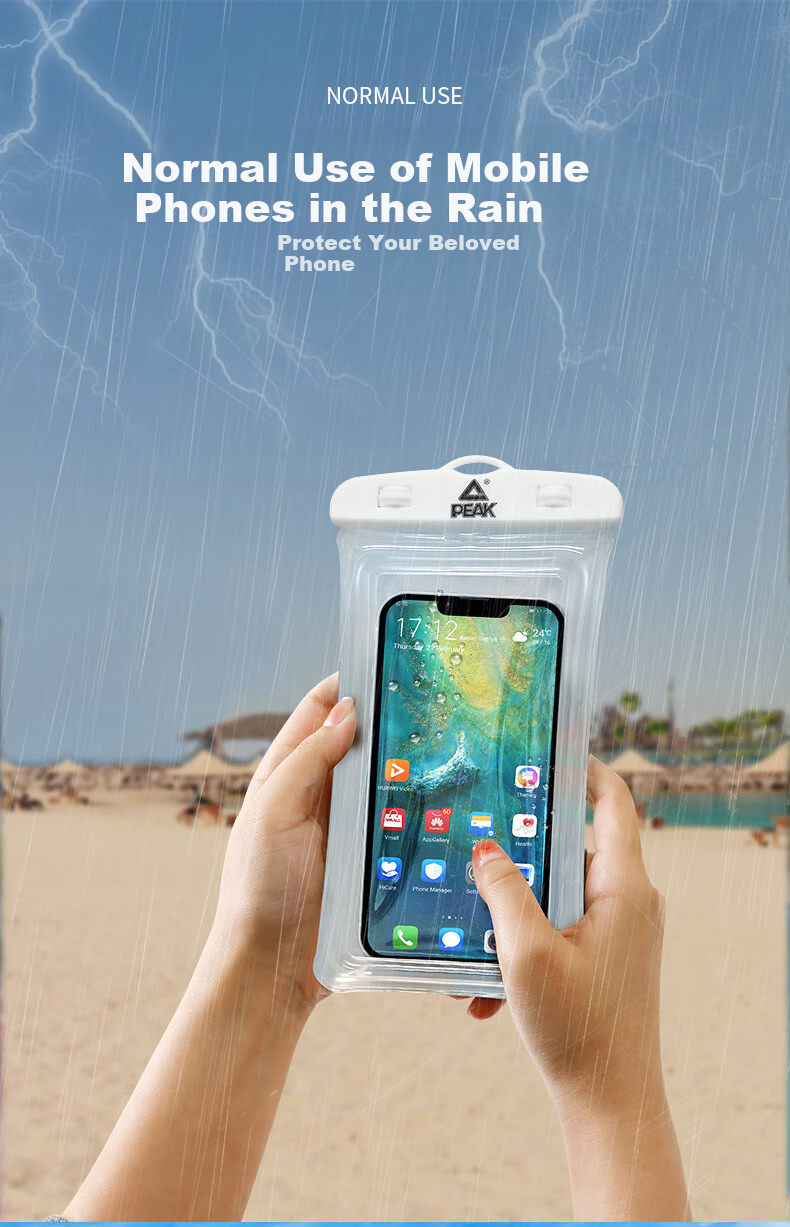 PEAK Waterproof Phone Pouch, Touchscreen Compatible, Swimming Sealed Bag with Lanyard, Waterproof Case for Rafting, Swimming Photography, And Food Delivery Riders 4